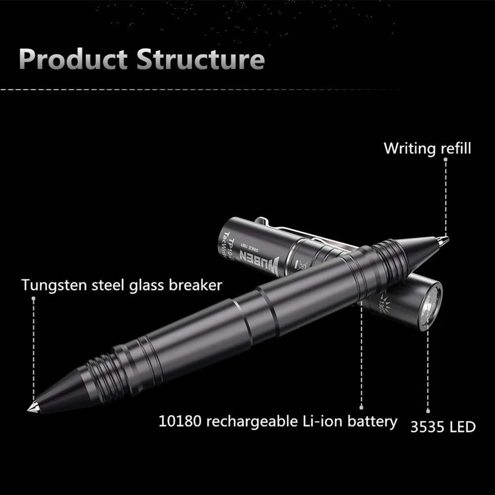 WUBEN Tactice LED Lanterna USB Reîncărcabilă Lanterna Stilou 130 de Lumeni, IP68 rezistent la apa Pix cu Lanterna