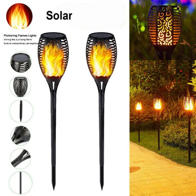 4buc Solar Flame Lumina Lanterna LED-uri în aer liber Lampa de Gradina Decor Peisaj Gazon Lampa