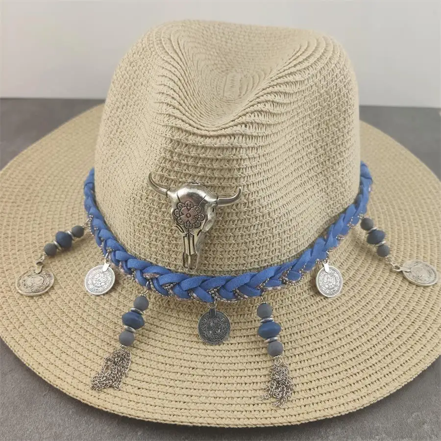 Femme De Epocă Panama Pălărie Fedora De Paie Pe Cap, Femeile De Vară Pe Plajă Parasolar Capac Chapeau Cool Jazz Trilby Capac Sombrero