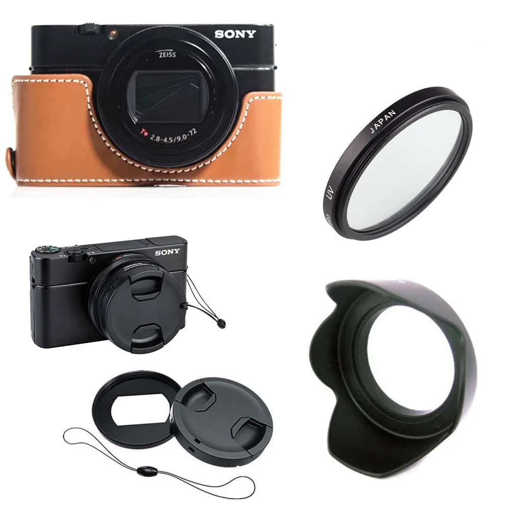 Filtru UV & lens hood capac si inel Adaptor & Camera jumătate caz pentru Sony RX100 Mark VII VA VI V IV III II
