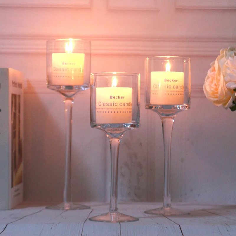 3PCS Set Cristal Suport Lumanare Sticla Lumânări în Sfeșnic Idei de Nunta Romantic Bar Acasă Partidul Decor Ornamente Sfeșnic