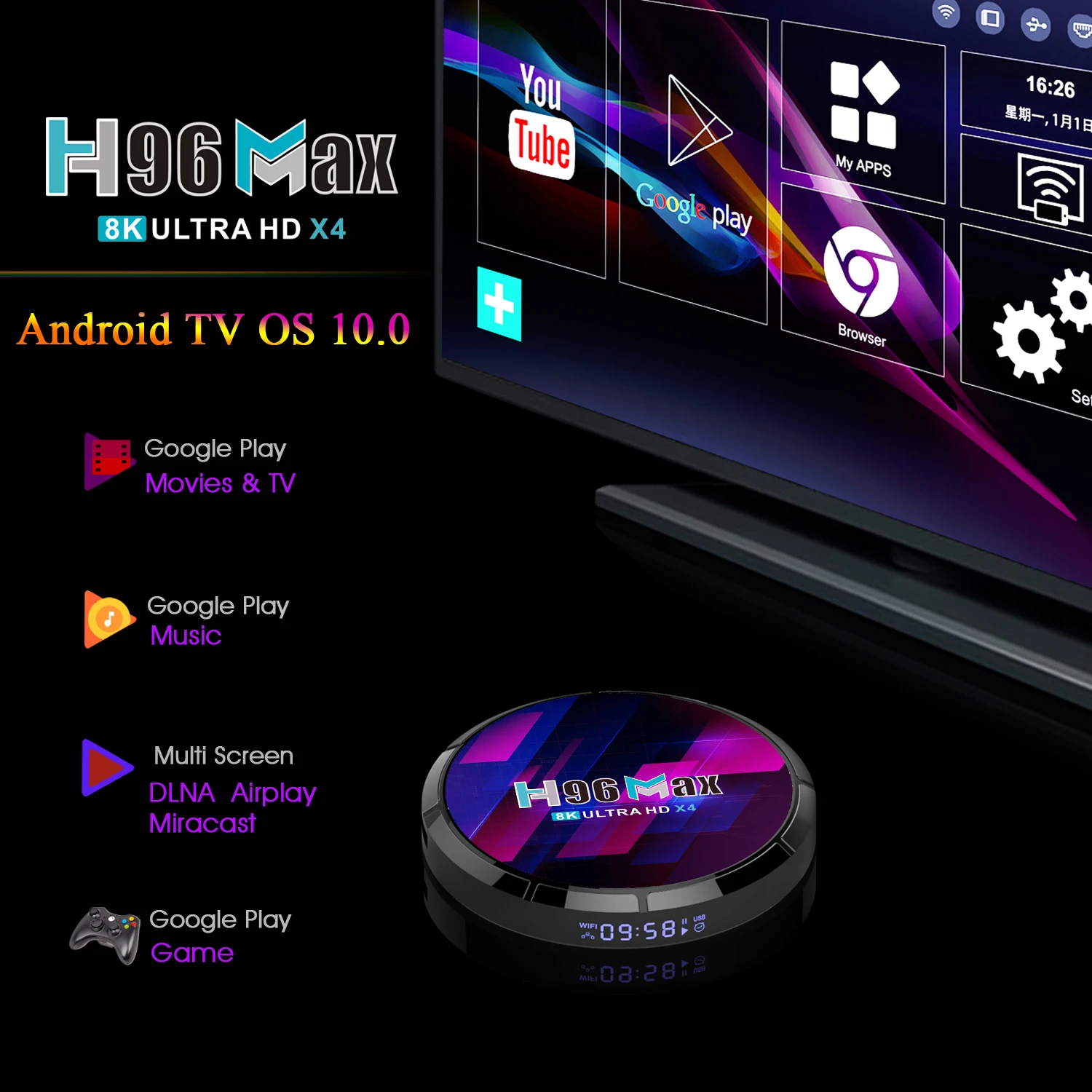 2021 NOUL Smart TV BOX H96 MAX X4 Android 10 TV BOX Amlogic S905X4 4G 64GB Smart Media Player PK S905X3 X96 Max Plus Set Top Box
