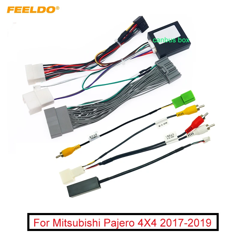 FEELDO Masina 16pin Audio Cabluri Cu Canbus Cutie Pentru Mitsubishi Pajero 4X4 Aftermarket Stereo de Instalare de Sârmă Adaptor