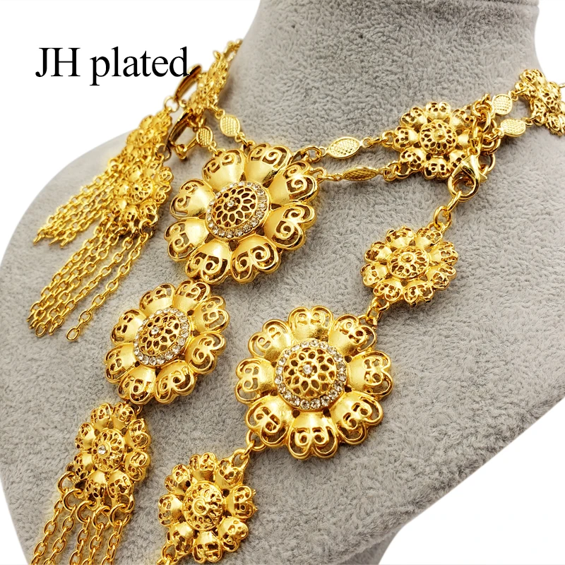 Seturi de bijuterii noi din aur colier cercei dubai, africa de mireasa Indian flori seturi de bijuterii set colier cadouri pentru femei collares