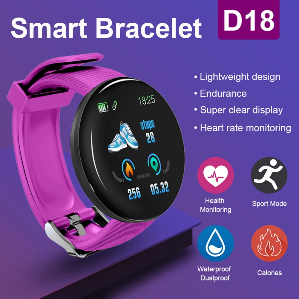 D18 Ceas Inteligent Complet Tactil Ceas Tensiunii Arteriale Monitor de Ritm Cardiac controla Muzica Memento Mesaj Smartwatch Bărbați și Femei Apple