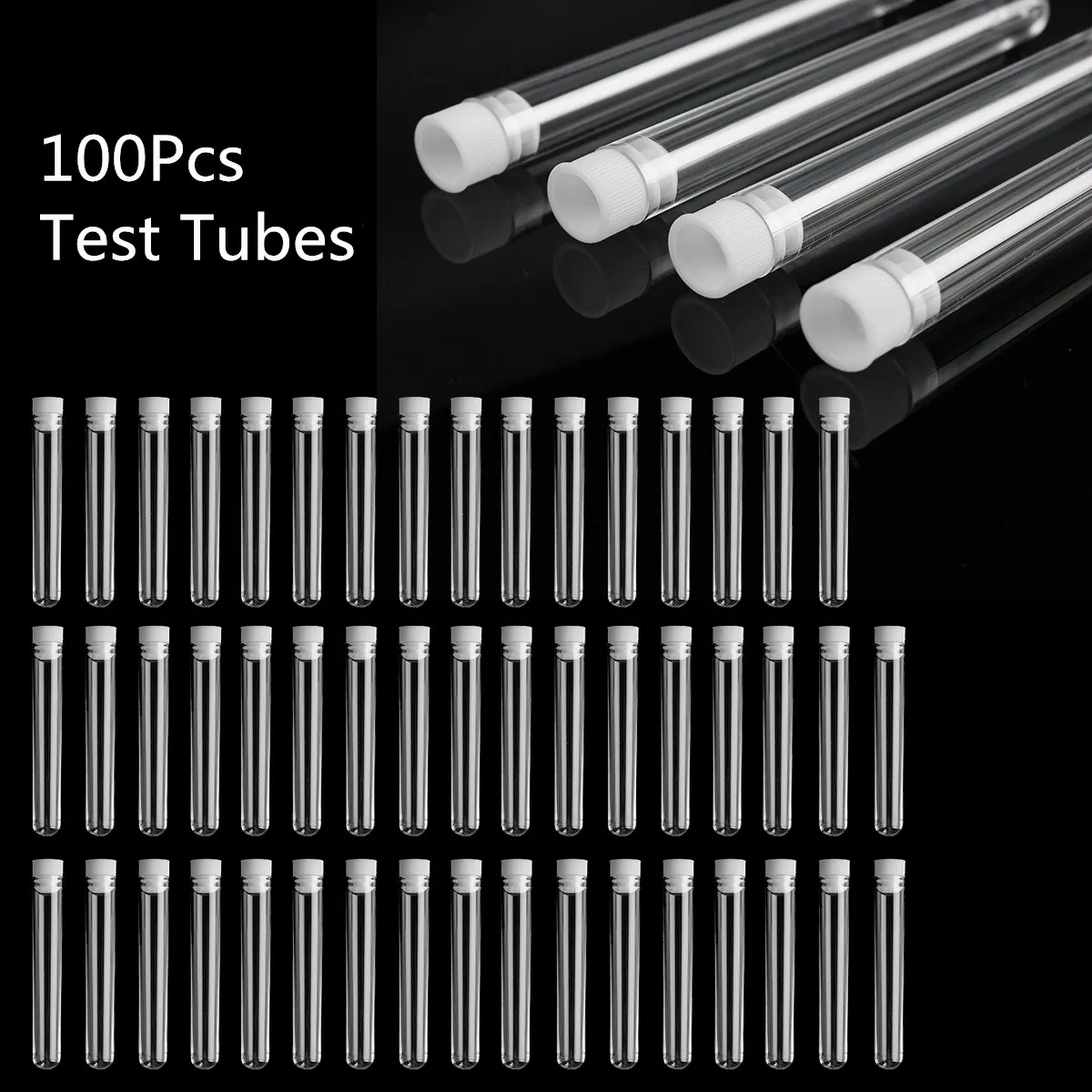 100buc Plastic Clar Eprubetă Cu Capac 12x100mm în formă de U de Jos Lungă Transparent Tub de Testare de Laborator Consumabile