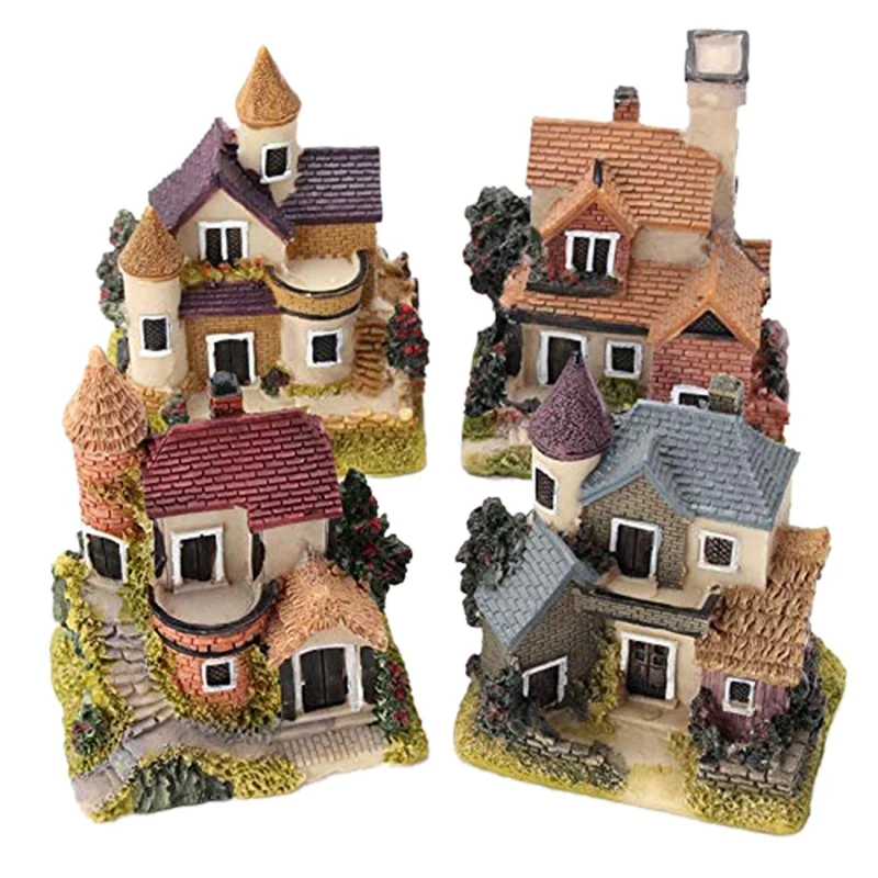 Mini Drăguț Rășină Casa Casa In Miniatura Zână Grădină Peisaj Acasă Decoratiuni De Gradina Rasina De Artizanat 4 Stiluri De Culoare Fugit