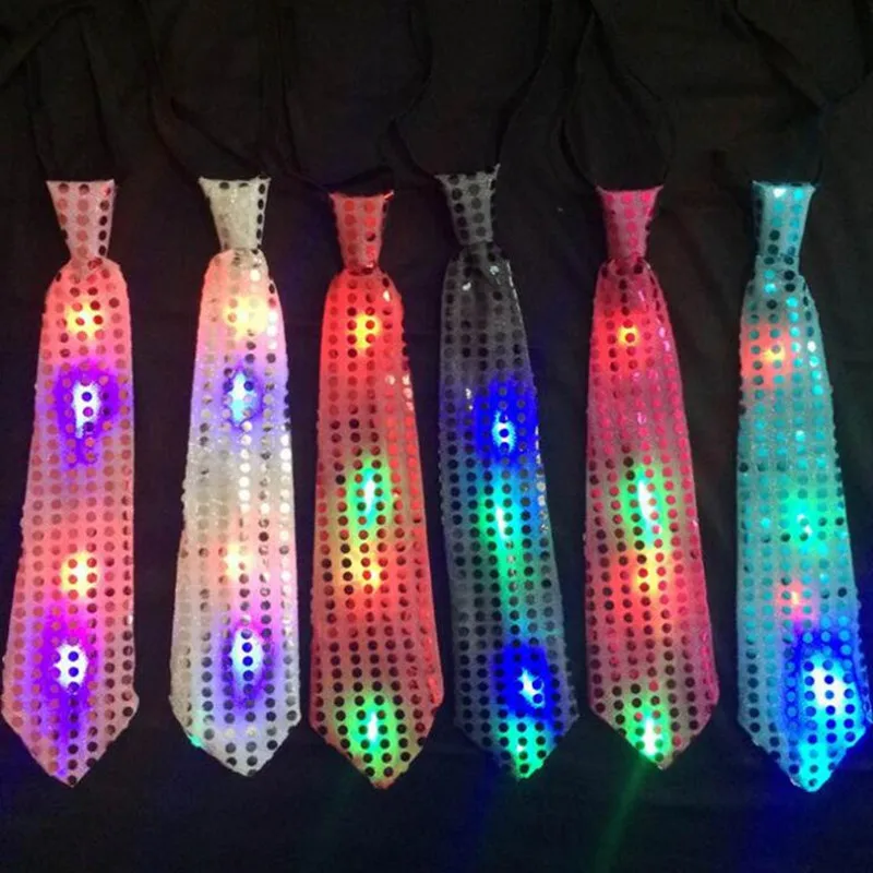 2020 Paiete Colorate LED Intermitent Cravata Copii Adulți Stralucitoare Cravată Bar, KTV Disco Decor elemente de Recuzită Rave Strălucire Consumabile Partid