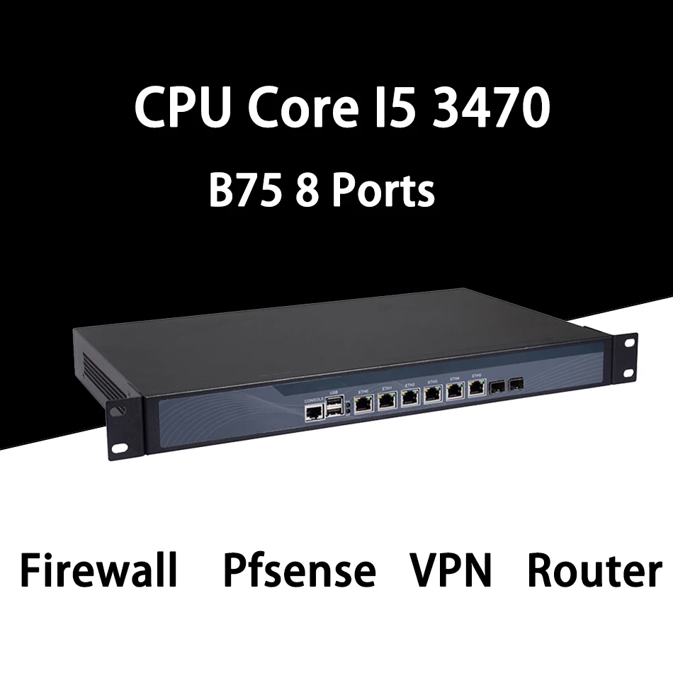 Firewall Mikrotik Pfsense VPN Network Security Appliance Router-PC Intel Core I5 3470,[HUNSN SA11R],(6LAN/2SFP/2USB/1COM/1VGA)