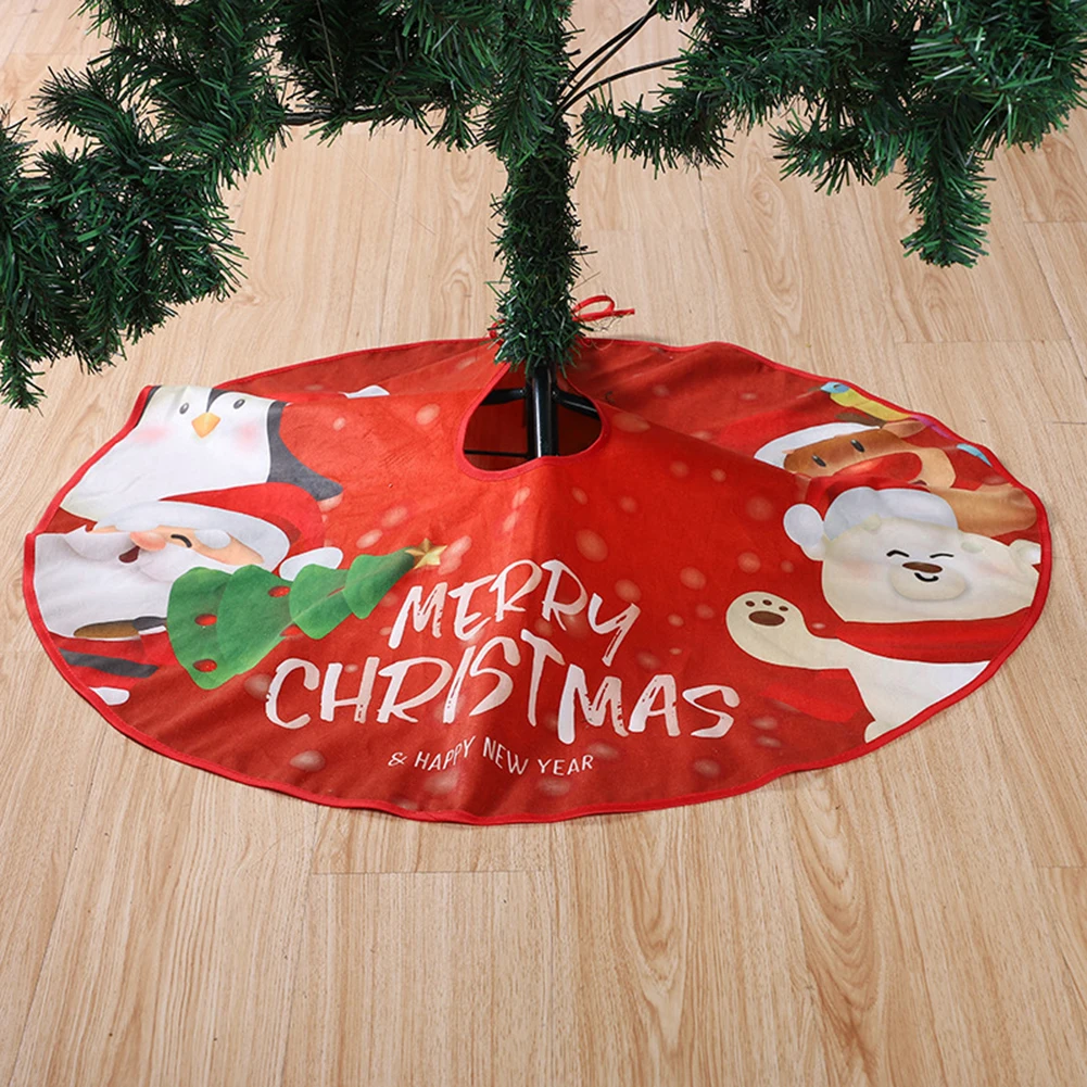 90cm Elegant Pom de Crăciun Fusta Pânză de Partid Podea Mat om de Zăpadă Moș Crăciun Xmas Elan Imprimat Copac Șorț Covor Decor Acasă