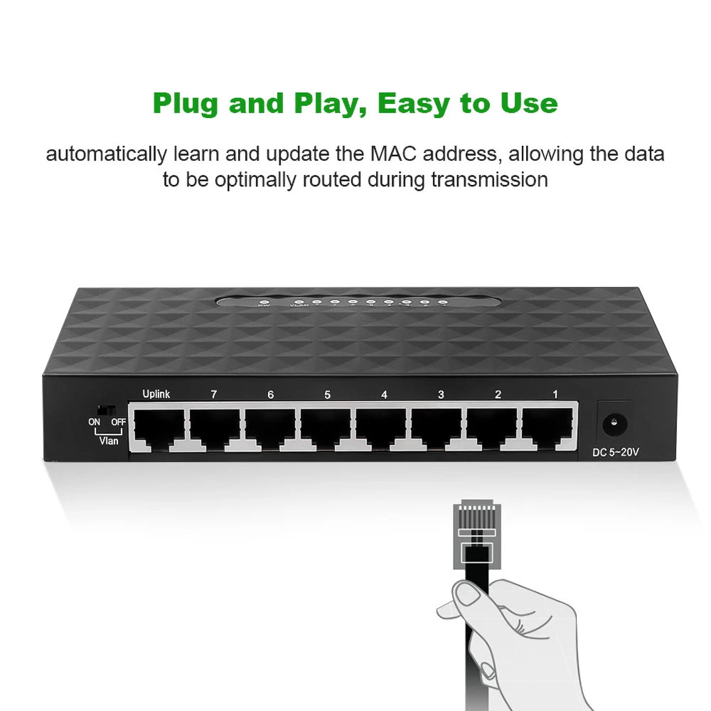 Smart Gigabit Switch 8 Port 10/100/1000mbps Ethernet Lan Hub Switch 8 port de Plastic Coajă Comutator de Rețea UE plug SUA
