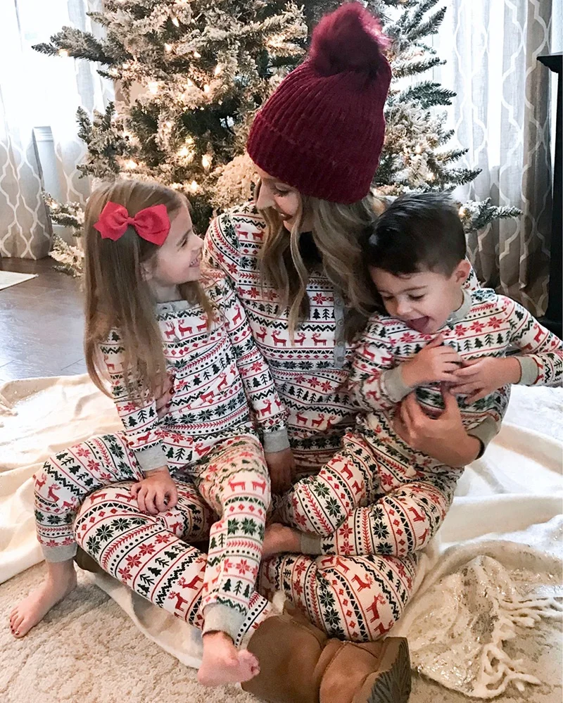 Familia Crăciun Potrivire Set De Pijama Ins 2019 Noi Xmas Mama Tata Copil Copil Pijamale Pijamale Homewear Familie Potrivire Set Pijamale