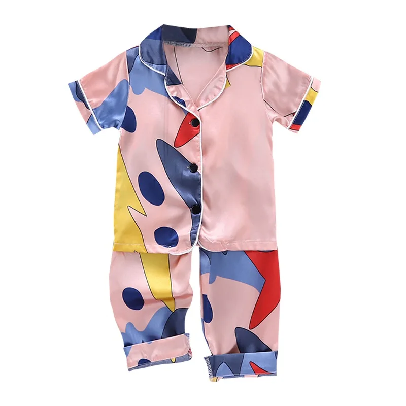 Copil de vara Haine Copii Fete Baieti Pijamale Girafa Sleepwear 2 BUC Maneca Scurta Bluza Topuri+Noaptea Pantaloni Set