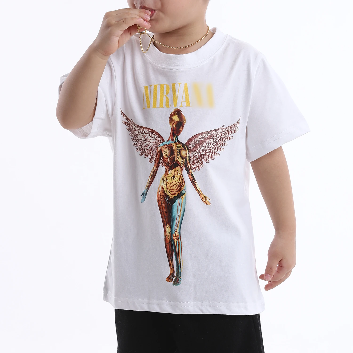NAGRI Înger Copii Tricou Maneca Scurta Fete Băiat O-Neck Bumbac T-shirt pentru Copii de Moda Casual, Hip-hop Teuri Topuri