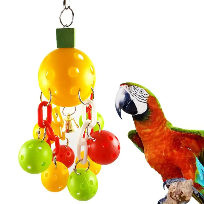 1 Bucată Agățat De Păsări Papagal De Mestecat Musca Jucarii Cu Clopot Cușcă Decor Mingea Link-Ul De Swing Alimentare Alimentator Acasă Păsări De Companie Jucării, Rechizite