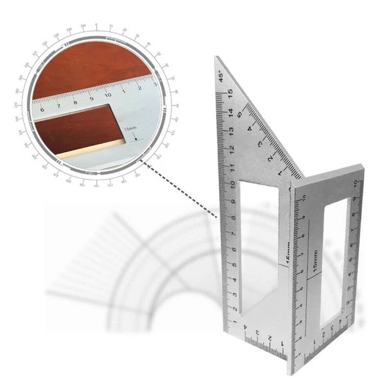 Multifunctional Pătrat 45/90 Gradul Indicator Unghi Rigla De Măsurare De Prelucrare A Lemnului Din Aliaj De Aluminiu Măsură Conducător Instrument