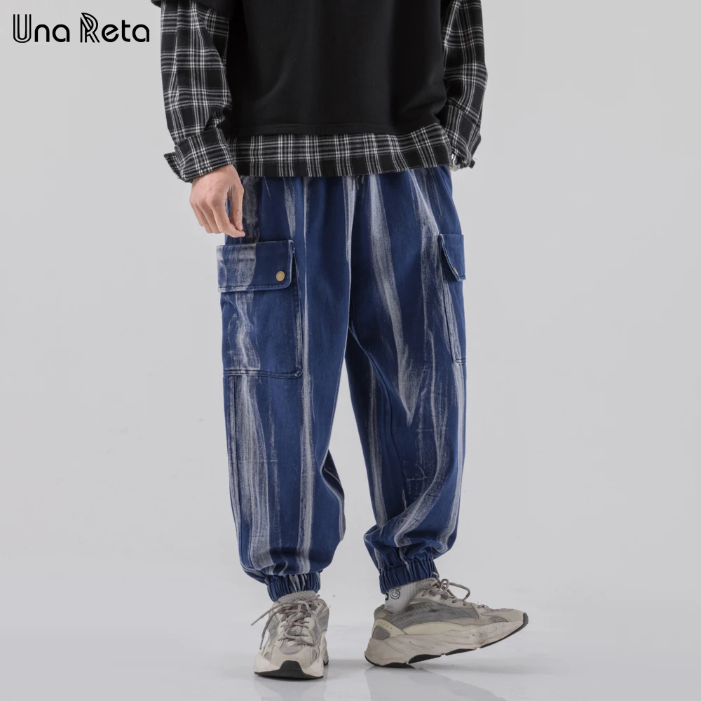 Una Reta Pantaloni Barbati Nou-Moda Streetwear Retro Culori Amestecate Joggeri Hip Hop Pantaloni Barbati Elastic Talie Pantaloni Pentru Bărbați
