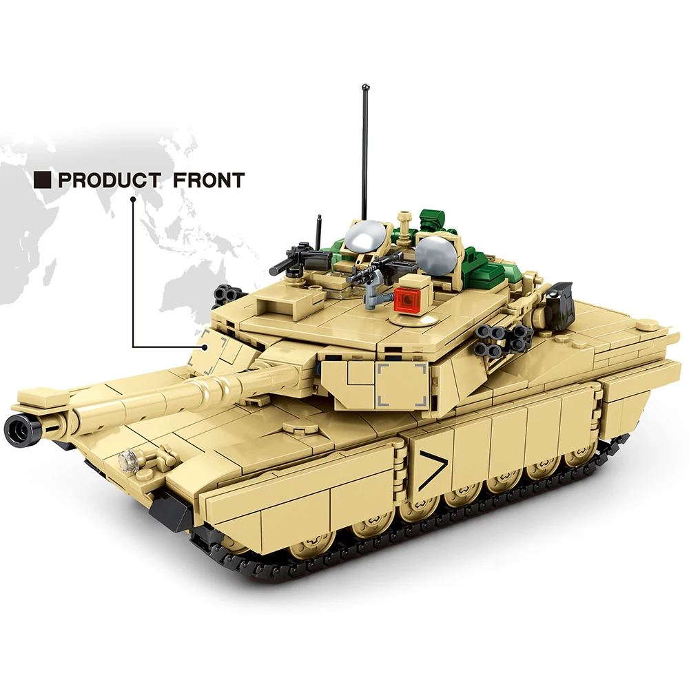 1052pcs Ww2 Militare M1a2 Abrams Tanc Principal de Luptă Blocuri Technic Soldat al Armatei Oraș Cărămizi Jucarii si Cadouri Pentru copii Copii