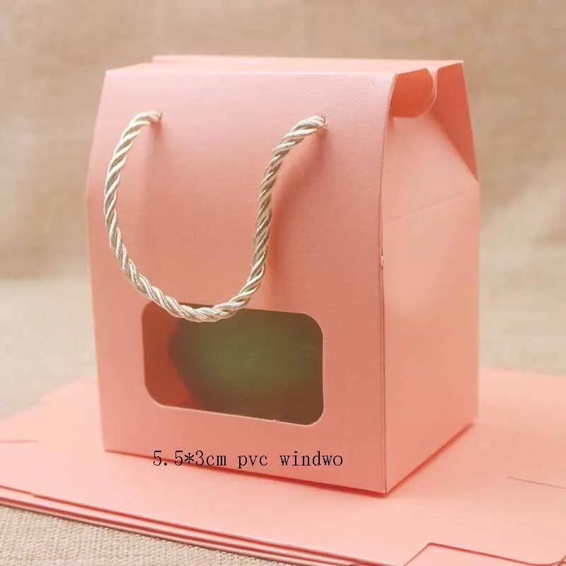 Feiluan 50pcs hârtie goală mâner cutie de cadou cu inima /retangular ferestre din pvc cutie de cadouri /dulciuri/de favoarea nunta afișa caseta de sac