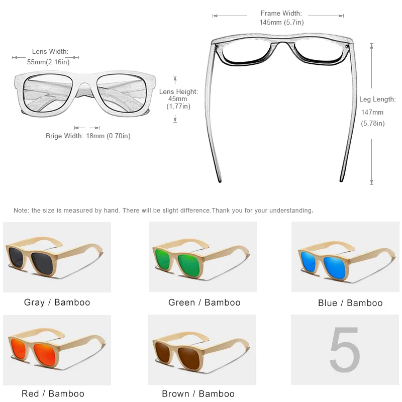 KINGSEVEN 2019 Retro Bambus ochelari de Soare Barbati Femei Polarizati Oglinda UV400 Ochelari de Soare Full Frame Nuanțe de Lemn Ochelari Manual