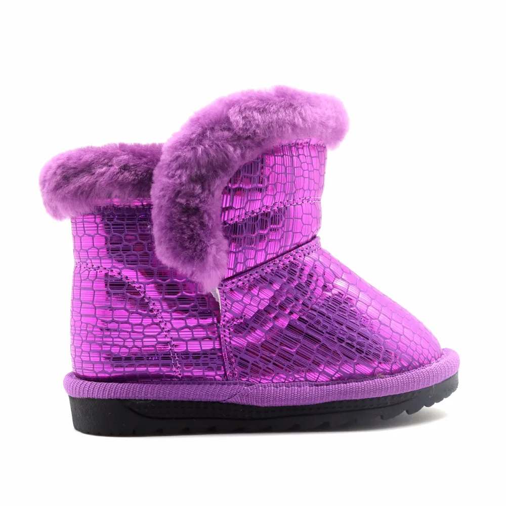 Apakowa 2020 Fete Cizme de Iarna Strălucitoare PU Piele de Moda pentru Copii Cizme de Zapada Garnitură de Pluș Cald Cârlig&Bucle Stil de Pantofi pentru Copii
