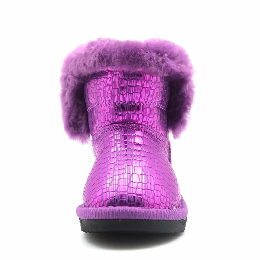 Apakowa 2020 Fete Cizme de Iarna Strălucitoare PU Piele de Moda pentru Copii Cizme de Zapada Garnitură de Pluș Cald Cârlig&Bucle Stil de Pantofi pentru Copii