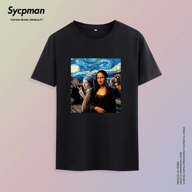 Vara Mona Lisa de auto-a făcut de imprimare T-shirt pentru bărbați și femei cuplu tendință de design de brand casual, de zi cu zi versatil petrecere data rotunde col