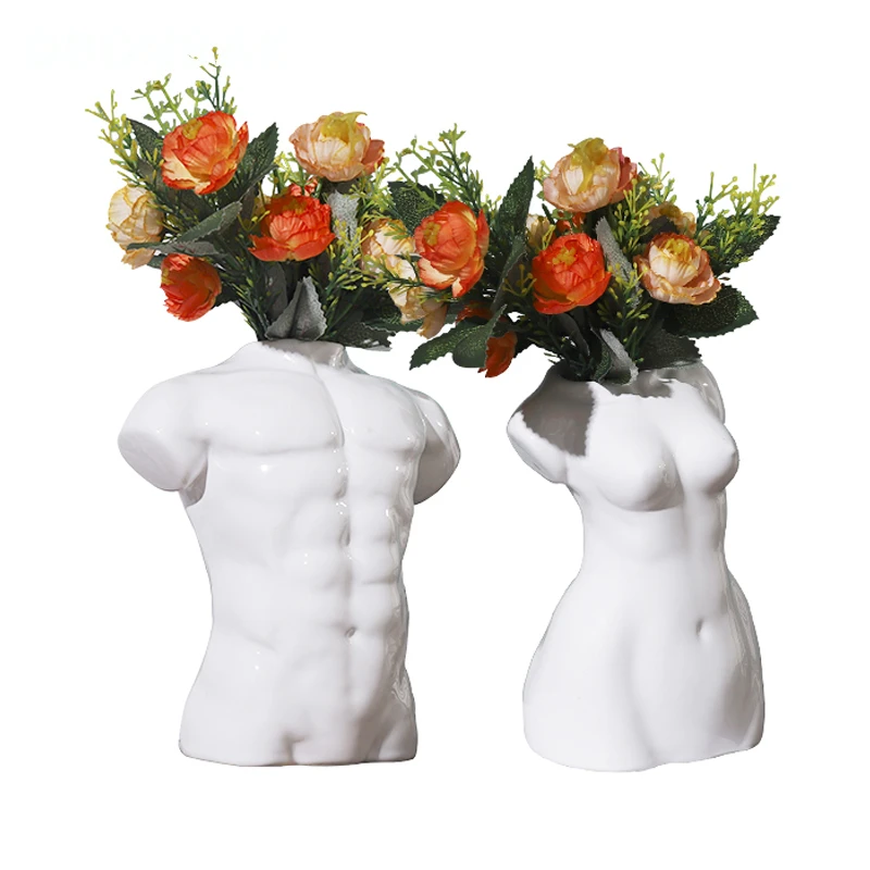 Ceramica Corpul Artă Abstractă Vaza De Flori Nud Masculin Feminin Sculptura Vaza De Flori Hobby Bărbat Femeie Vaza Mașina De Plantat Decor Acasă