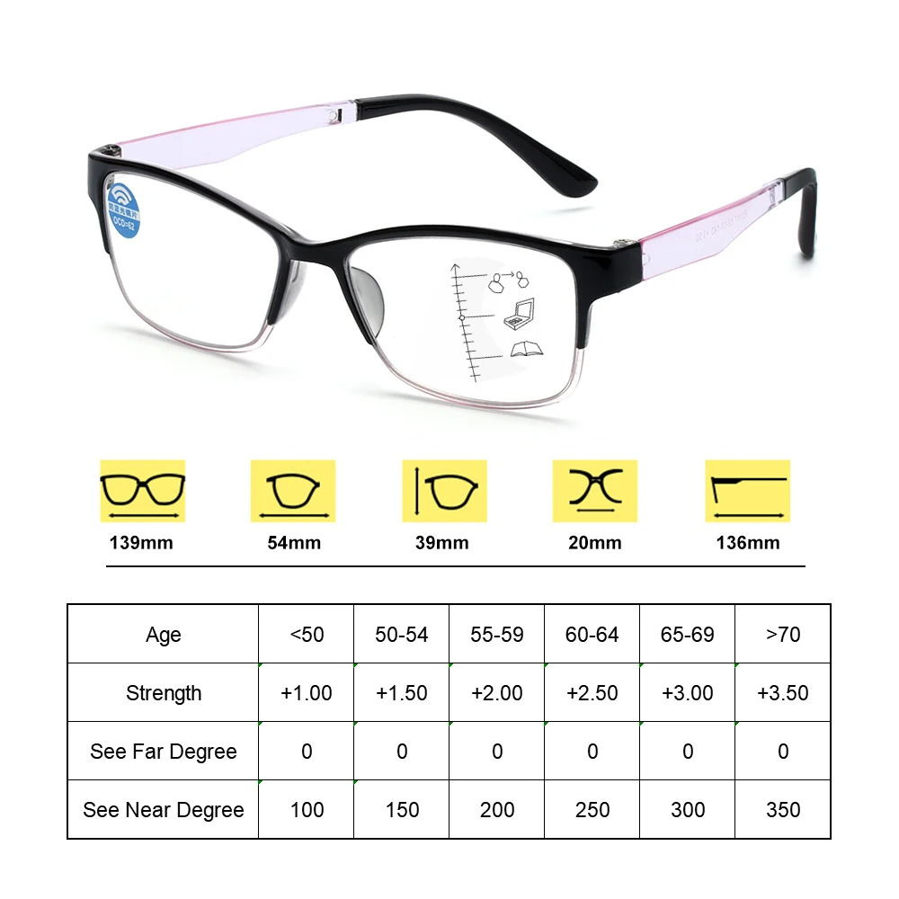 1 buc Fierbinte Anti-Albastru de Ochelari de Citit, Inteligent Multifocală Progresivă Prezbiopie Ochelari Anti-Orbire oboseala ochilor de Ingrijire Viziune Ochelari