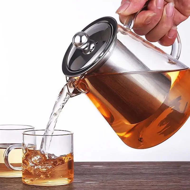 550ml Ceainic de Sticlă Rezistente la Căldură ceainic din Oțel Inoxidabil Infuser Filtru de Mare Capacitate Container Ceai Parfumat