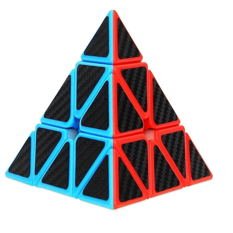 QIYI cub Magic Cube Fibra de Carbon Autocolant Piramida din Plastic pentru cuburi de Puzzle Copii Puzzle Jucării Viteza Cubo Magico Z