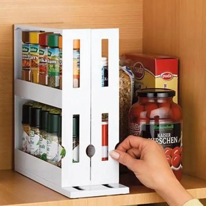 2 Tier Slim Slide Rotativ Push-pull Raft de Depozitare a Alimentelor Rafturi de Bucătărie Cărucior Cabinet Caddy Spice Rack Accesorii de Bucatarie