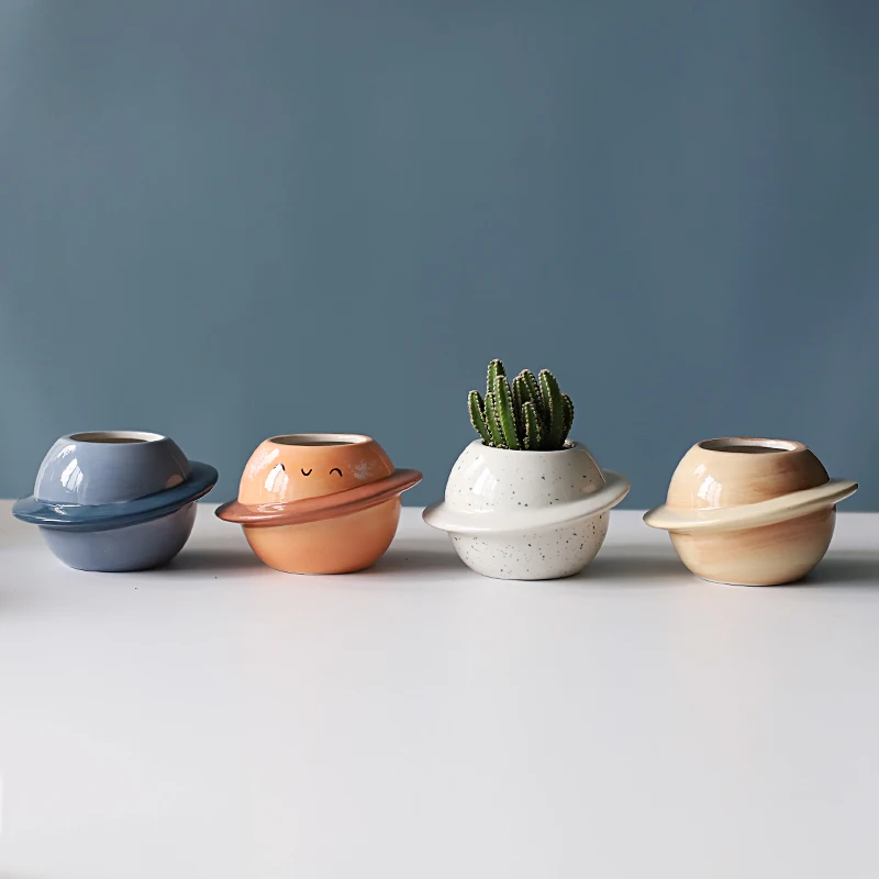 Noua Creatie Planeta vas ceramic suculente ghivece de balcon decoratiuni macetas de ceramica desktop decor Mini planta ghiveci de flori de gradina
