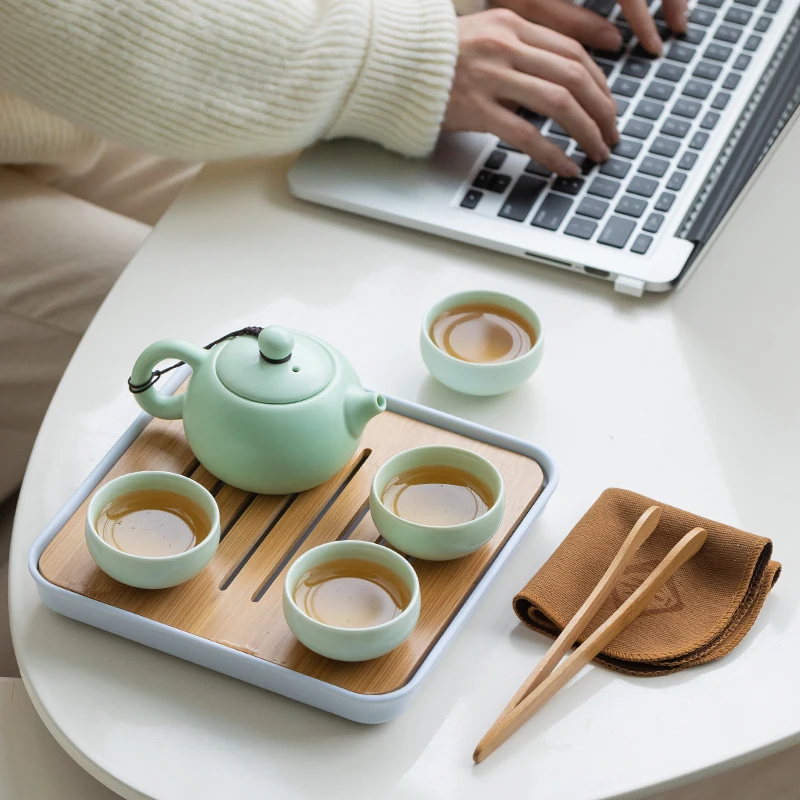 Portabil Teaware Biroul de Acasă Chineză Ceainic Ceramic Set de Călătorie set de Ceai din Porțelan Cești de ceai Teaware cu Tava de Ceai Infuser