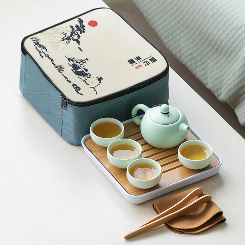 Portabil Teaware Biroul de Acasă Chineză Ceainic Ceramic Set de Călătorie set de Ceai din Porțelan Cești de ceai Teaware cu Tava de Ceai Infuser
