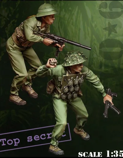 Scara 1/35 Războiului din Vietnam Vietnam Partidului Comunist 2 Persoane Miniaturi Rășină Model Kit Figura Transport Gratuit