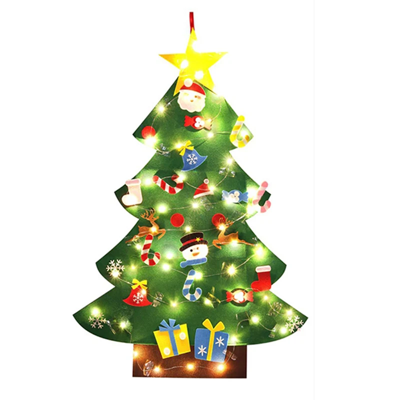 3.2 Ft Creative Simțit Pom de Crăciun cu 26 Buc Ornamente de Crăciun Agățat de Perete Decor Decoratiuni de Craciun Cadouri de Craciun cu Ligh