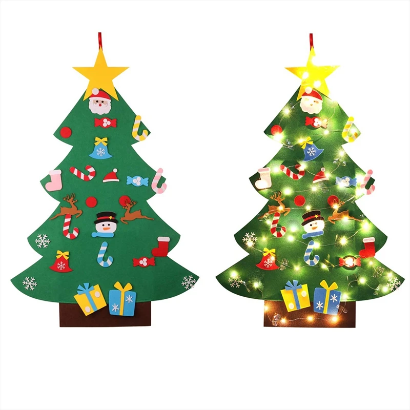 3.2 Ft Creative Simțit Pom de Crăciun cu 26 Buc Ornamente de Crăciun Agățat de Perete Decor Decoratiuni de Craciun Cadouri de Craciun cu Ligh