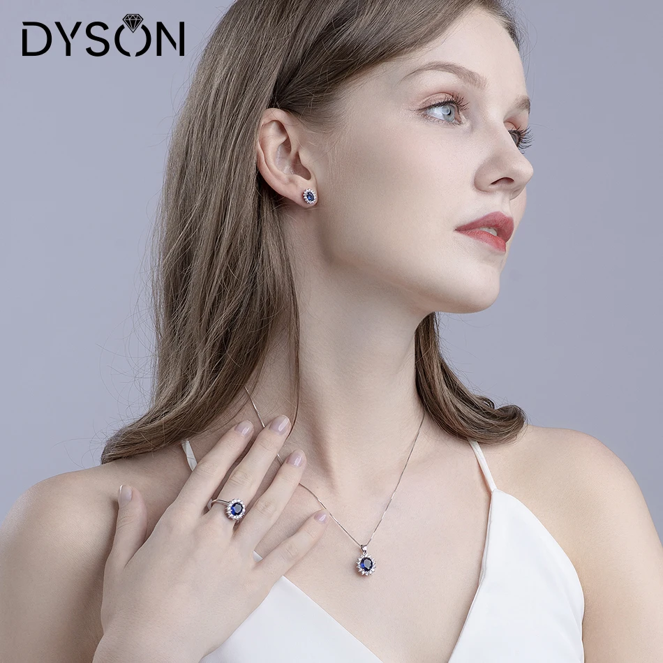 Dyson Argint 925 Coliere Pentru Femei Diana Creat Albastru Safir Nunta Regală Britanică Pandantiv Colier Bijuterii Fine