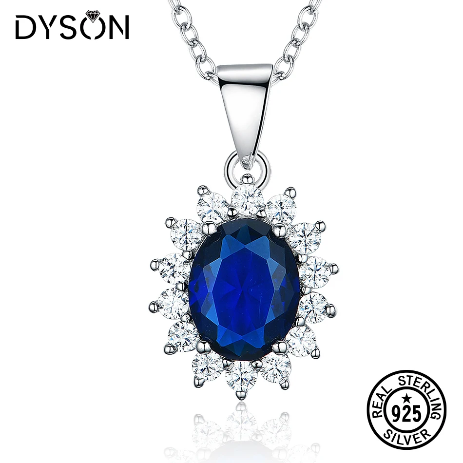 Dyson Argint 925 Coliere Pentru Femei Diana Creat Albastru Safir Nunta Regală Britanică Pandantiv Colier Bijuterii Fine