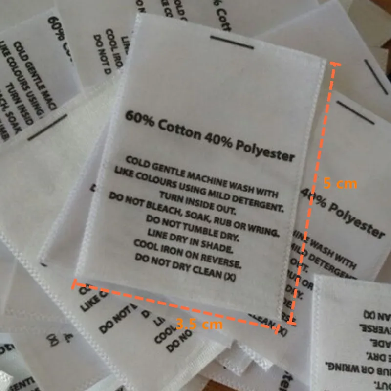 Stoc vanzare 95%Bumbac/5%Lycra moale din satin panglică pânză de spălare etichete de imprimare eticheta de îngrijire 100BUC