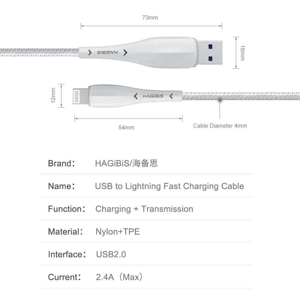 Hagibi Ifm Cablu USB pentru iPhone 11 Pro X XS 8 2.4 O Încărcare Rapidă Cablu Lightning pentru iPhone 6 Cablu de Date USB Cablu de Încărcător de Telefon