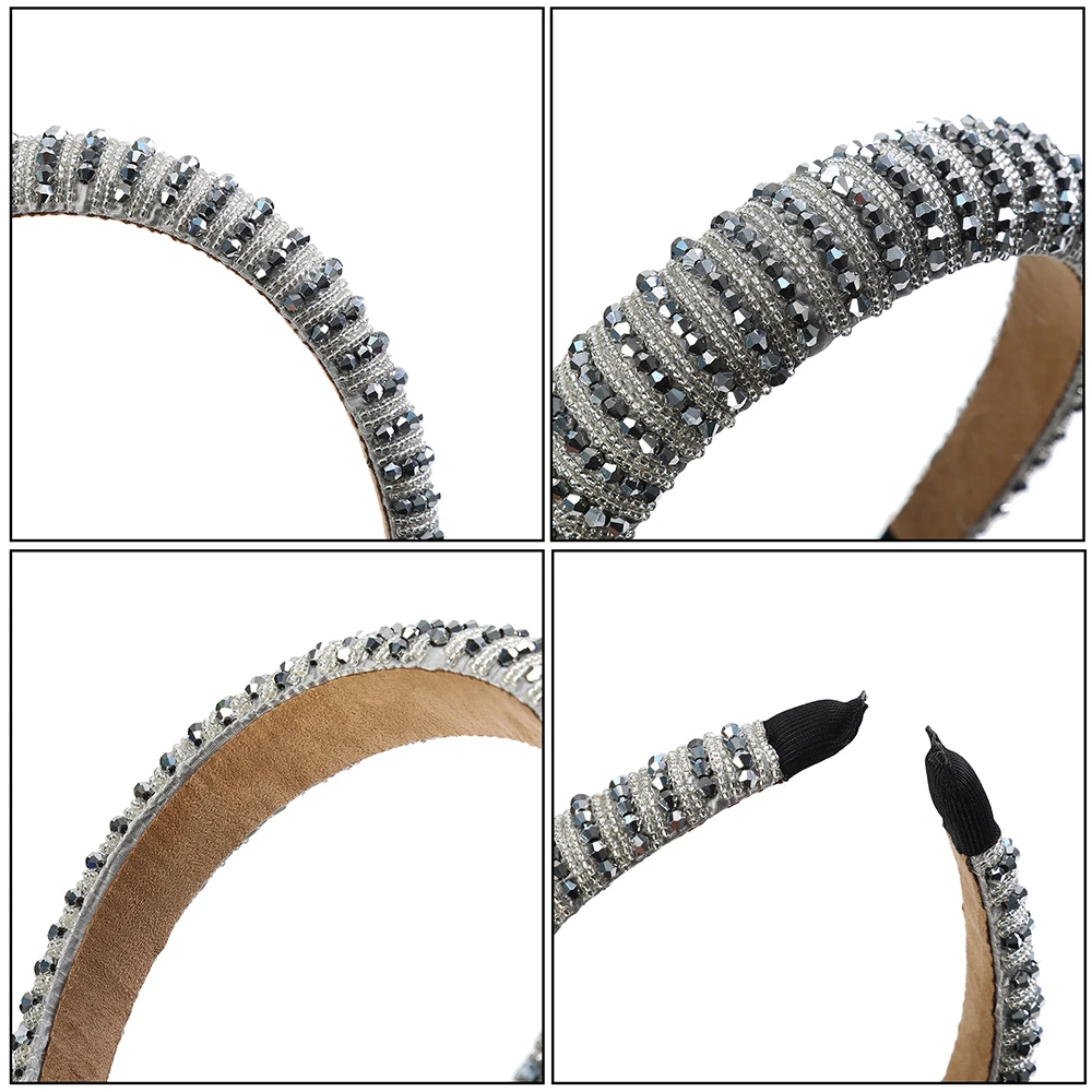 MOLANS Sclipici Căptușit Margele Benzi de Lux Complet Perle, ștrasuri din Mărgele Bentițe Femei Larga de Păr Cercuri Strălucitoare Bejewled Benzi