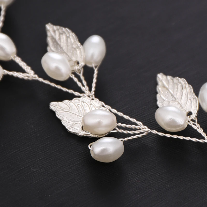 Mireasa Accesorii de Par de culoare Argintie Floare Pearl tiara Bentita frunze Caciulita Nunta Accesorii de Par Petrecere de Păr Bijuterii