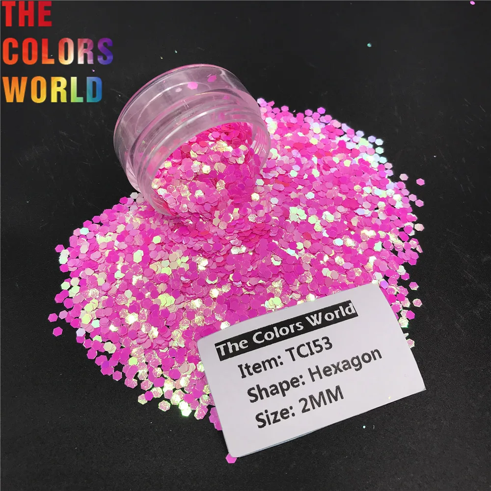TCI53 Irizatii Perlate Rose Carmin Culoare Hexagon Forma Glitter Nail Art Decor Gel Unghii Machiaj Meserii DIY Dotari