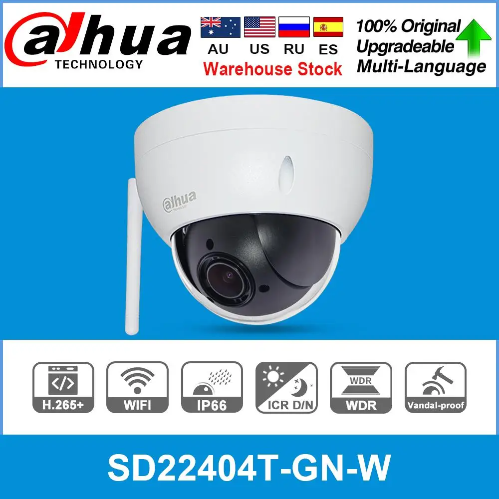 Dahua Original SD22404T-GN-W 4MP PTZ Camera IP 4x zoom optic mini ptz cu WiFi H. 265 IP66 IK10 IVS Camera de Securitate
