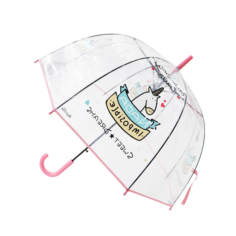Copii Unicorn Umbrela Drăguț Transparent Umbrele Apollo Semi-Automate De Desene Animate Pinguini Pentru Copii Umbrelă Picătură De Transport Maritim