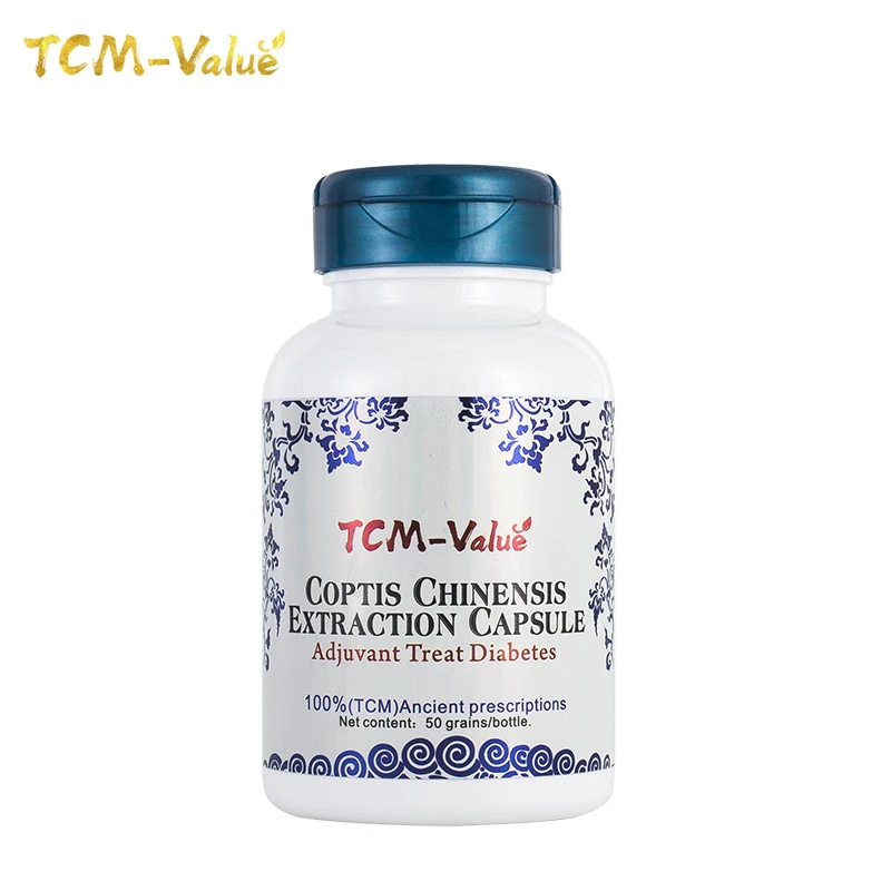 TCM-Valoarea Coptis Chinensis Extracție Capsulă, Adjuvant în tratamentul Diabetului zaharat, Vindeca Acute și cronice, diabet zaharat gură Uscată,50pcs