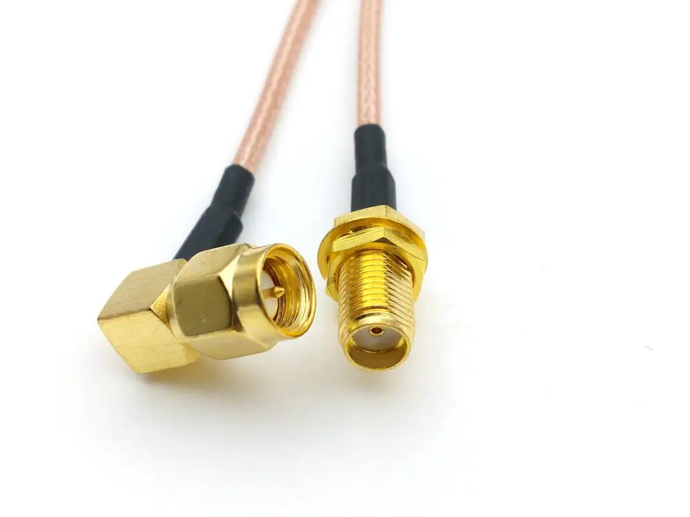 100BUC SMA tată în unghi drept la SMA female RF Coaxial Cablu Coadă RG316 Conector