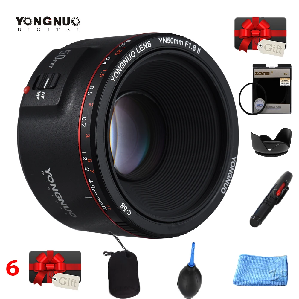 YONGNUO YN50mm YN50 F1.8 II Camera Lens EF 50mm AF MF Lentile Pentru Canon Rebel T6 EOS 700D 750D 800D 5D Mark II IV 10D 1300D